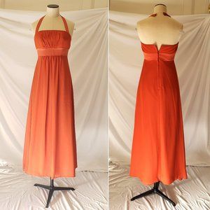 SALE Orange halter empire waist prom bridesmaid dress 2